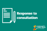 A graphic of pen and paper with 'Response to consultation' in white text