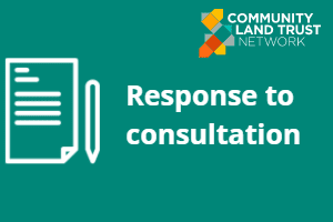 Pen and paper icon with 'response to consultation' written on the right in white.